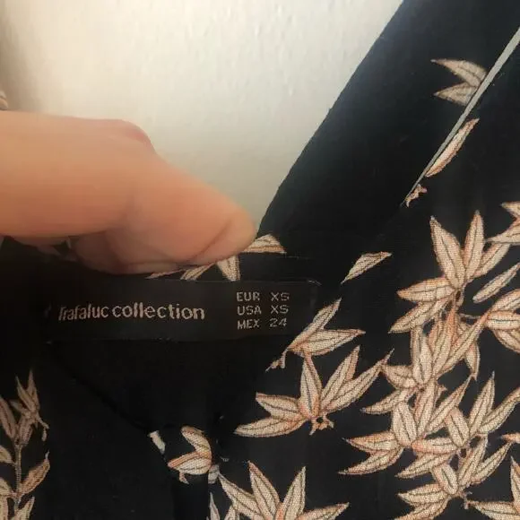 Zara Black Leaf Print Sleeveless Wide Leg Jumpsuit - Picture 7 of 9